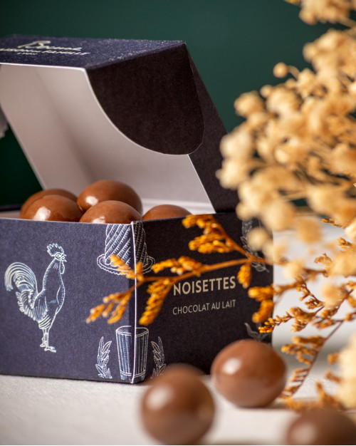 Noisettes enrobées de chocolat au lait 